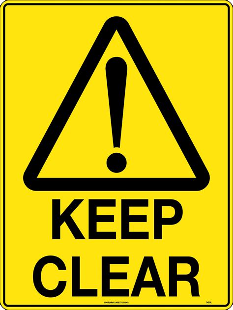 Markierungen, symbole, hinweise zur kennzeichnung oder angaben für sicherheit, umsichtiges verhalten, sorgfalt, vorsicht, gefahr. Keep Clear | Uniform Safety Signs