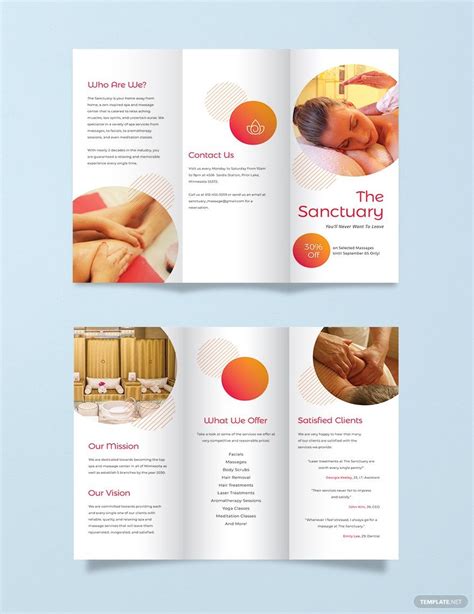 Massage Therapy Tri Fold Brochure Template In Publisher Word Illustrator Pages Psd Indesign