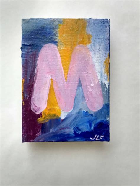 The Letter M An Original Acrylic Painting On Canvas By Jlf Etsy