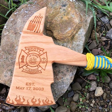 Firefighter Axe Award Cherry Wood Customized Etsy