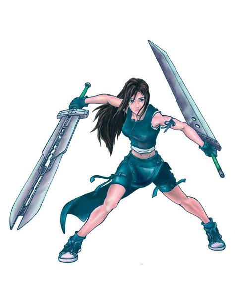 Tifa Lockhart With Clouds Swords Final Fantasy Vii Cloud And Tifa