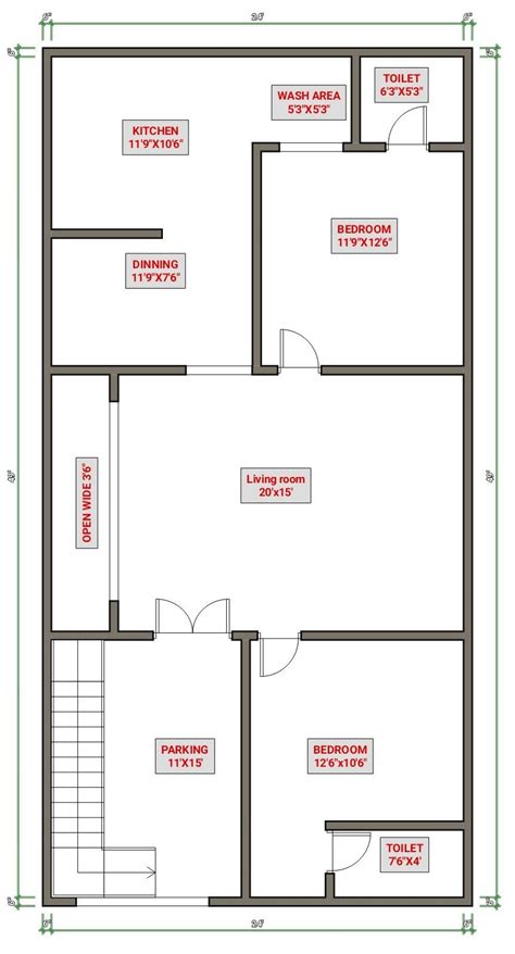 25x50 Houseplan25x50 Floor Plan25x50 House Map25x50 Line Plan In