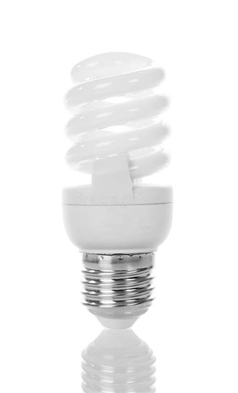 Compact Fluorescent Light Bulb Close Up Isolated On White Stock Image