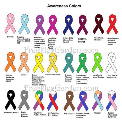 Awareness Colours Cancer Ribbon Colors Awareness Ribbons Awareness