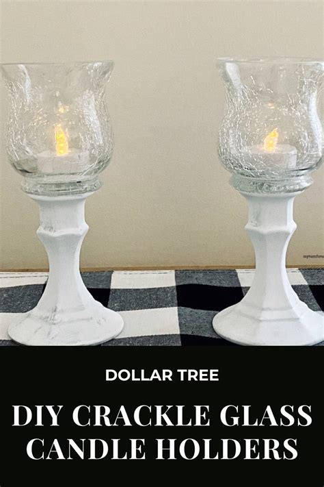 Diy Crackle Glass Pedestal Candle Holders Dollar Store Candle Holder