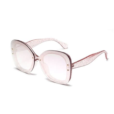 Yooske 2018 Oversized Sunglasses Women Elegant Glitter Color Frameless Sun Glasses Ladies