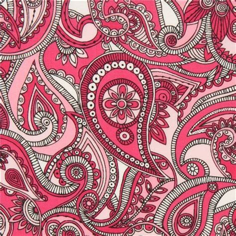 Pink Paisley Pattern And Flower Fabric By Robert Kaufman Paisley Art