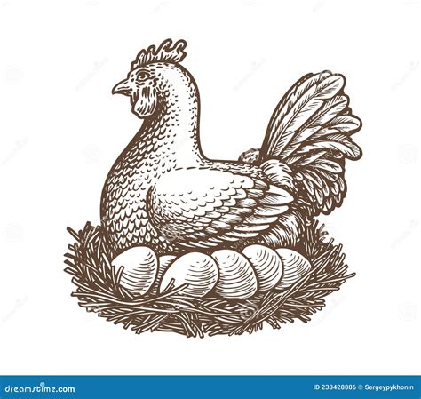 Chicken Farm With Eggs Hen And Eggs Vector Illustration Stock Vector