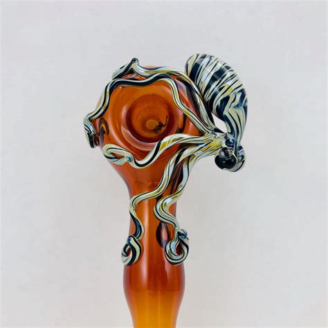 Octopus Glass Spoon Pipe In Amber And Camouflage 749