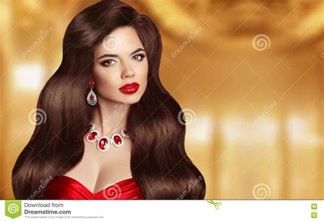 Beautiful Hair Brunette Girl With Long Smooth Shiny Wavy