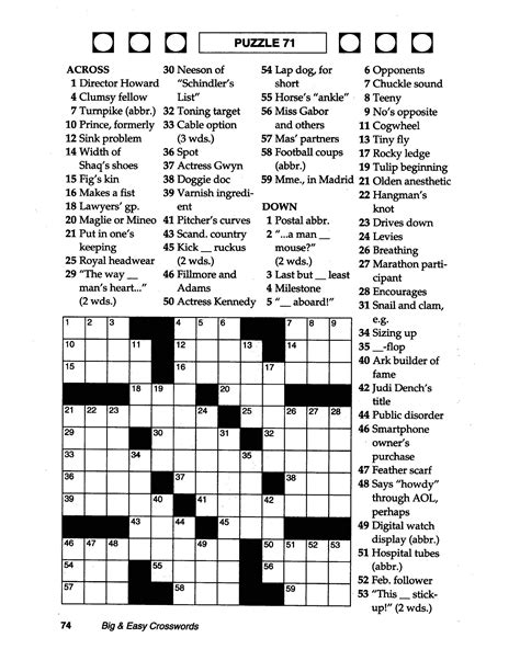 200 solvable puzzles from the pages of the new york times. Coloring ~ Coloring Free Large Print Crosswords Easy For Seniors - Thomas Joseph Crossword ...