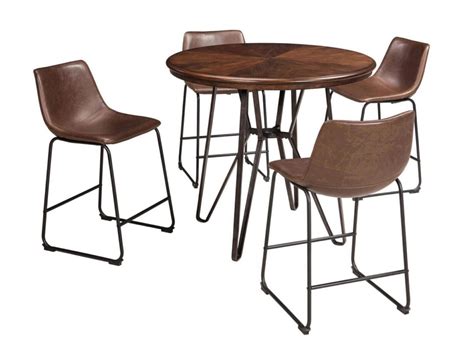 Ashley Centiar D372 Uph Dining Room Set 5pcs In Two Tone Brown D372 13
