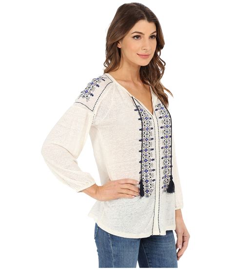 Lyst Lucky Brand Embroidered Peasant Top In White