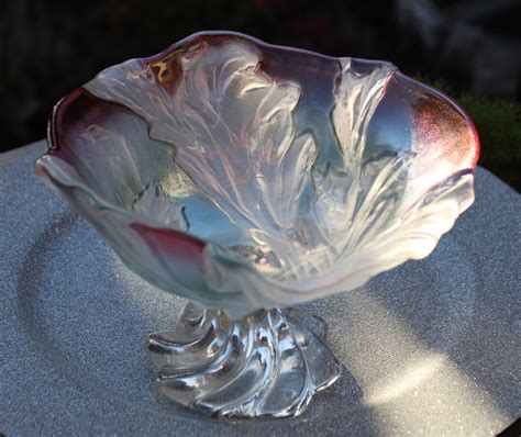 Vintage Art Nouveau Glass Bowl Footed Dish Pedestal Dish Etsy