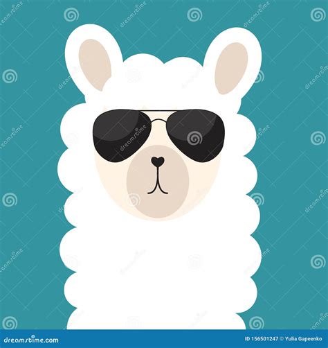 Little Cute Llama With Glasses For Card And Shirt Design Vector