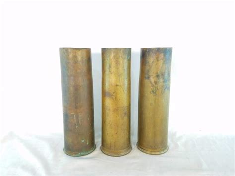 Sold Price Lot Of 3 Vintage M5a1 75mm Shell Casing November 6 0116