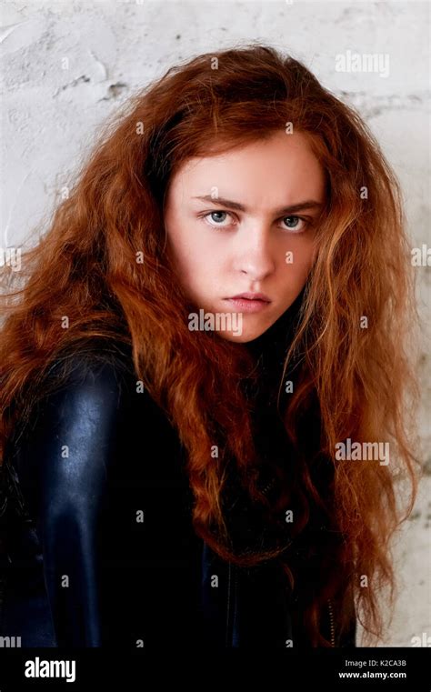 Model Tests Beautiful Redhead Girl With Curly Hair Natural Color The