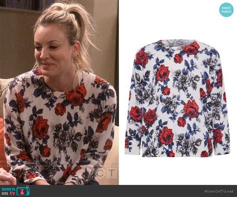 Wornontv Pennys Rose Print Sweater On The Big Bang Theory Kaley