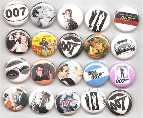 James Bond Classic Set 20 Pinbacks Buttons Pins Badges 1999 Via
