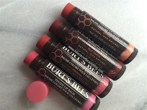 Lola S Secret Beauty Blog Burt S Bees Tinted Lip Balm In Pink Blossom Hibiscus Red Dahlia And