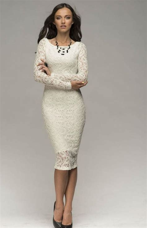 Sexy Ivory Lace Dress Prom Fitted Open Back Pencil Dress 2427920
