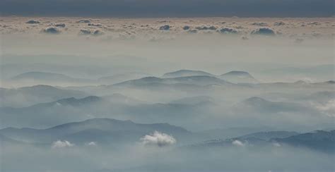 Hd Wallpaper Aerial Photography Of Mountain Range With Fogs Remote