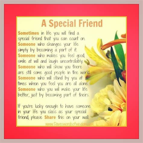 A Special Friend. | Special friend quotes, Special friend, Friend poems
