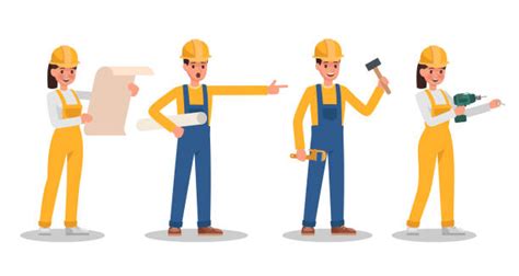 Concrete Construction Worker Cartoon Job Illustrations Royalty Free