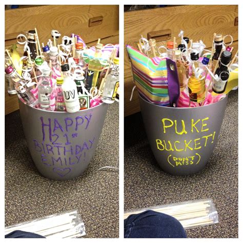 Even better, you probably have most of these items around your house! best 21st birthday gift! 21 bottles & hangover kit in a puke bucket! | 21st birthday gifts, Best ...