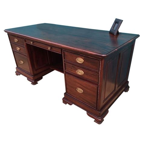 Solid Wood Executive Office Desk Built From Solid Mahogany And Antique