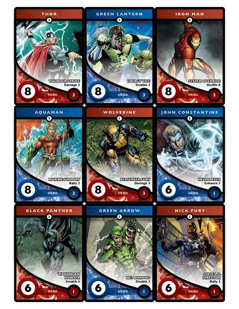 From italian and spanish for 'one'; DC vs Marvel Deck-Building Card Game Prototype on Behance