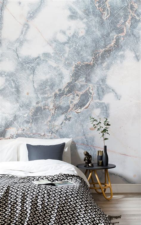 Deep Blue Clouded Marble Wallpaper Mural Hovia Uk Contemporary