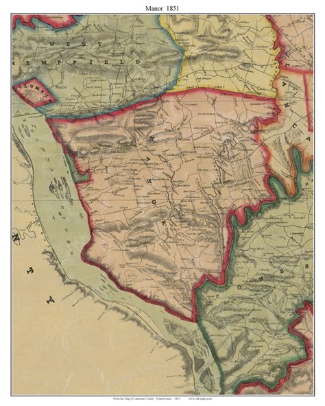 Manor Township Pennsylvania 1851 Old Town Map Custom Print Lancaster