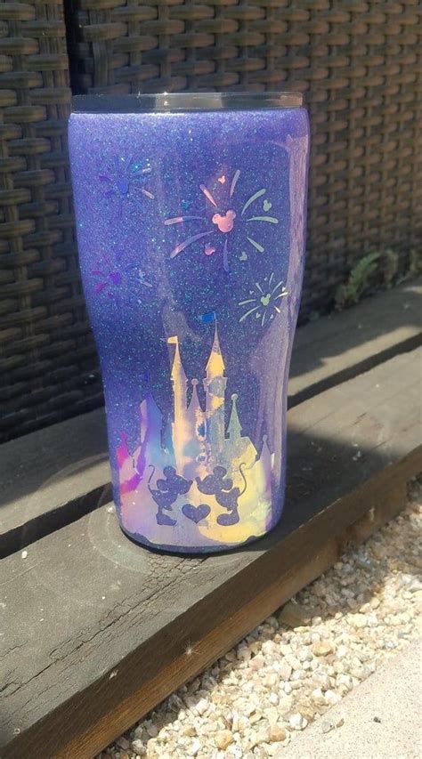 Purple Cup Disney Castle Glitter Cup Disney Inspired Water Bottle