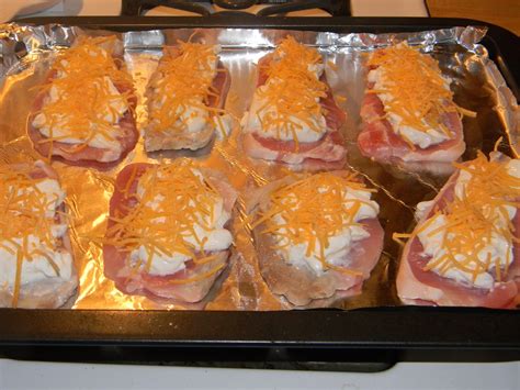 The pork chops will cook low at only 325 degrees f, for 25 minutes, then spend 5 minuted under the broiler. Growing to Four: Cheesy Pork Chops