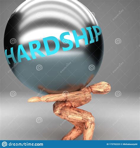 Hardship As A Burden And Weight On Shoulders Symbolized By Word