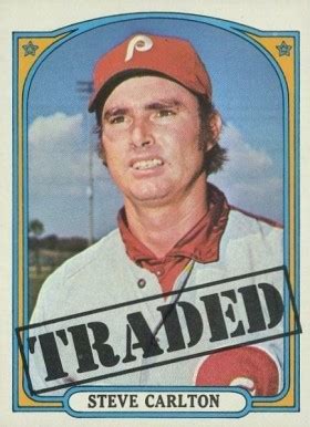 The carlton card is one of four hall of famer rookies that reside in the set, along with debuts of joe morgan, catfish hunter, and tony perez. 1972 Topps Steve Carlton #751 Baseball Card Value Price Guide