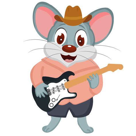 Rat Playing Music Cute Mice Animal Play Guitar Music Instrument