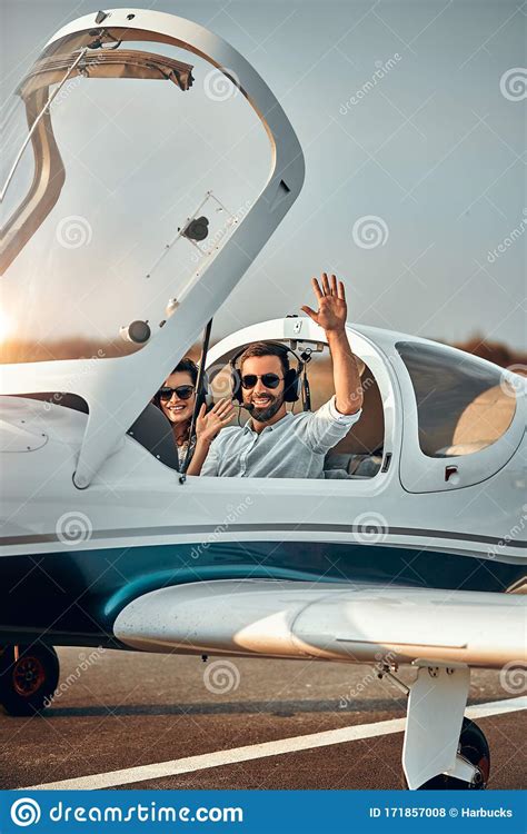 Pilot Aviator Welcomes Waving Before Fly Stock Photo Image Of Plane