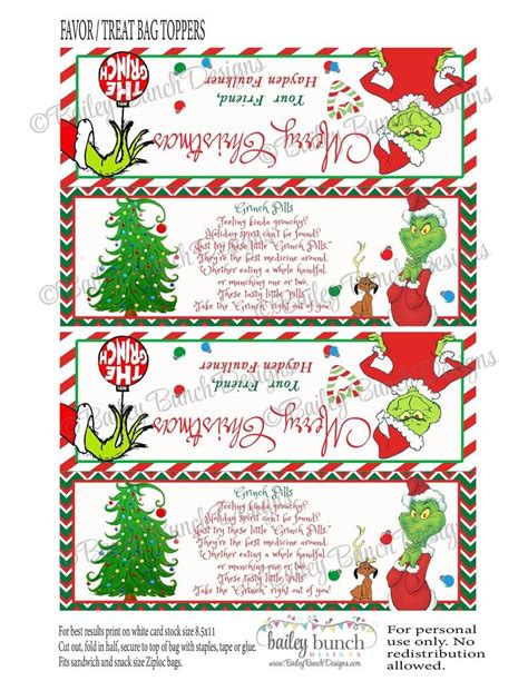 Free Printable Christmas Bag Toppers Templates
