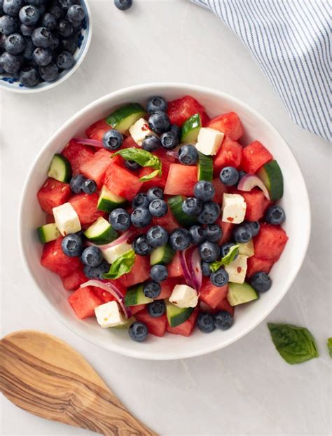 Blueberry And Watermelon Salad With Marinated Feta