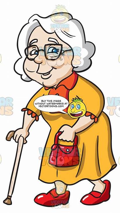 Senior Citizen Stick Walking Grandmother Clip Female
