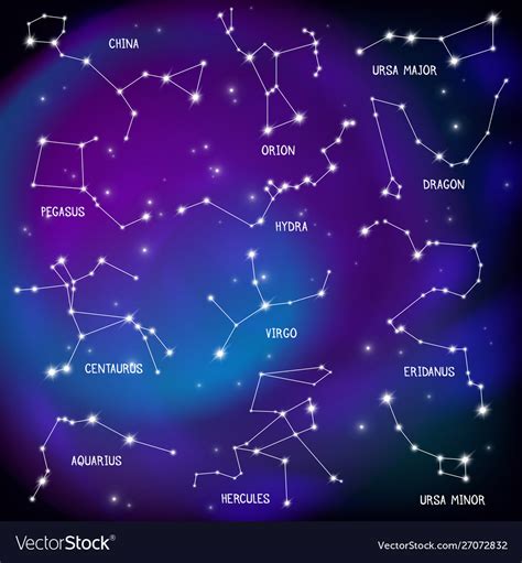 Sky Map Constellations Background Royalty Free Vector Image