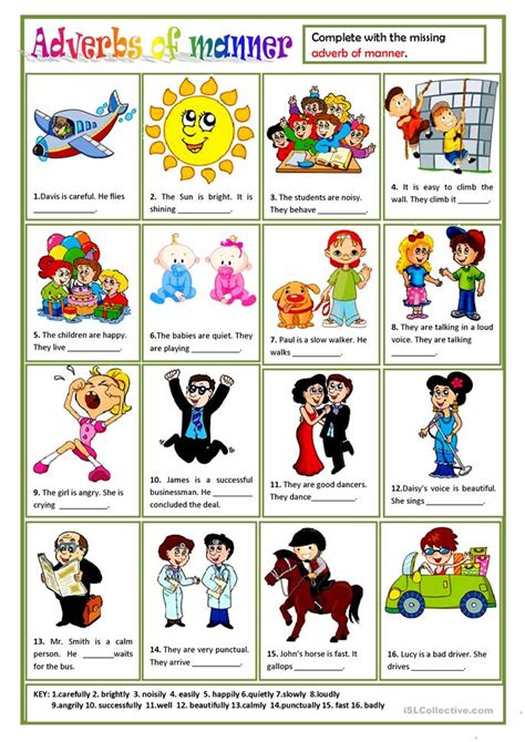 Learn list of adverbs of manner in english with examples and useful rules to form manner adverbs to help you use them correctly and increase your english vocabulary. 19 FREE ESL adverbs of manner worksheets
