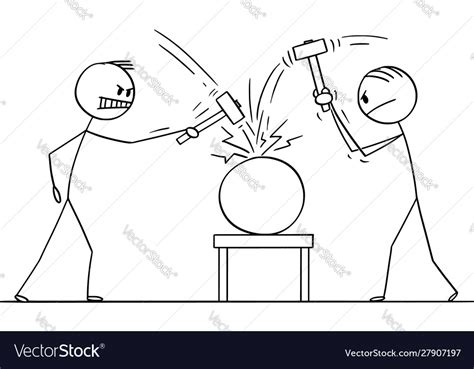 Cartoon Two Men Workers Or Businessmen Beating Vector Image