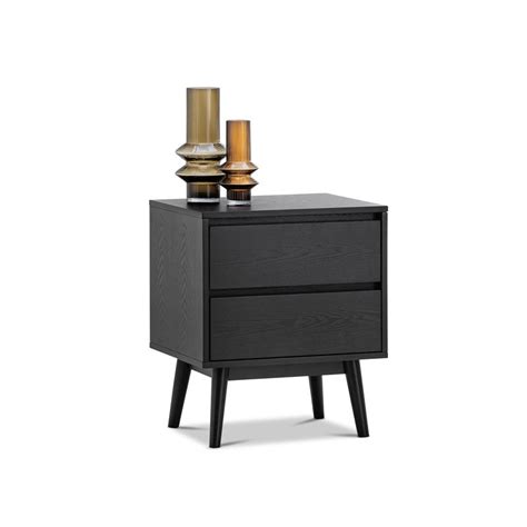 Bamboo nightstand stackable side table end table bedside tables for living roombedroomnursery roomlaundry roomstudy room, set of 2,black. Maison All Black Oak Wood 2 Drawer Bedside Table Nightstand in Modern Contemporary Design | Buy ...