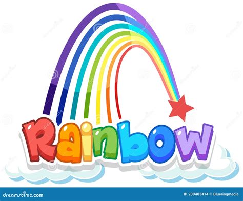Rainbow Word Logo On The Cloud Stock Vector Illustration Of Colorful