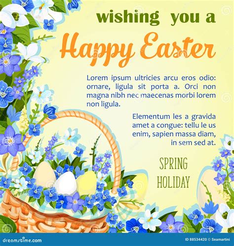 Easter Egg Poster Paschal Greeting Vector Template Stock Vector