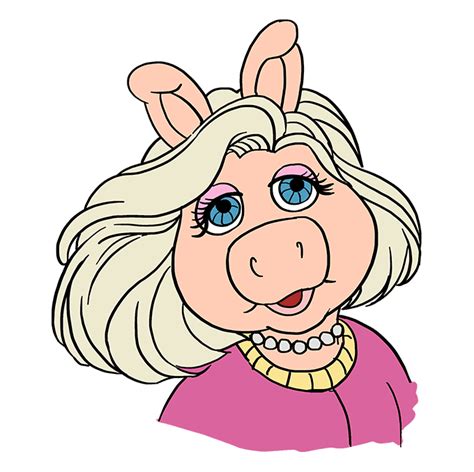 How To Draw Miss Piggy From The Muppet Show Easy Drawing Guides