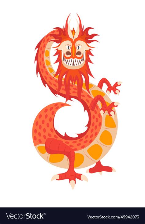 Cartoon Color Cute Chinese Dragon Royalty Free Vector Image